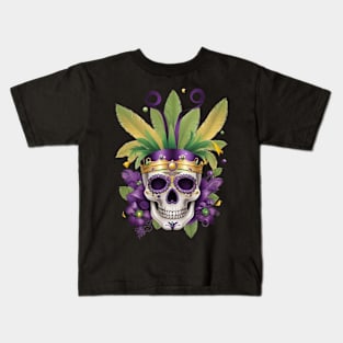 Regal Mardi Gras Skull Kids T-Shirt